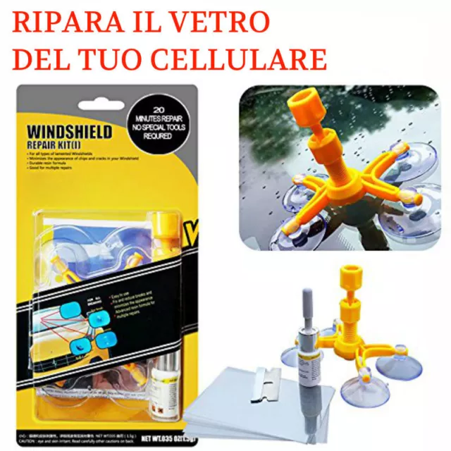 Kit riparazione piccole crepe o venature del vetro cellulare in soli 20 minuti