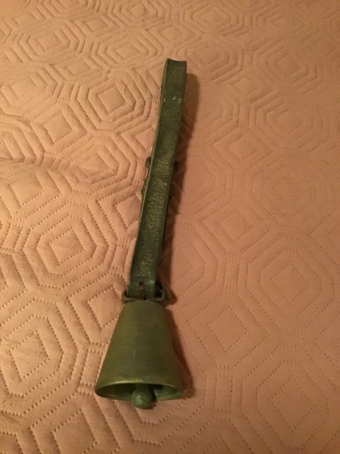 Vintage small brass Bell With Leather Strap for small farm animal