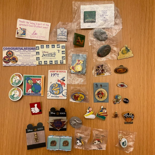 Lot of Vintage Disney Cast Member Pins WITH 2 Ludwig Von Drake Safety Pins