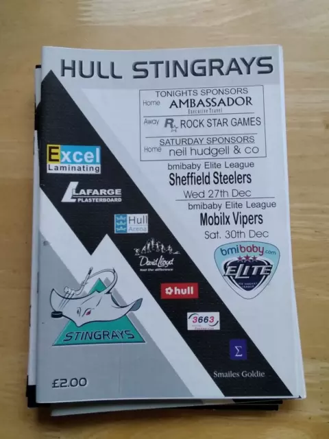 2006/7 Hull Stingrays V Sheffield Steelers & Newcastle Vipers Elite  Ice Hockey