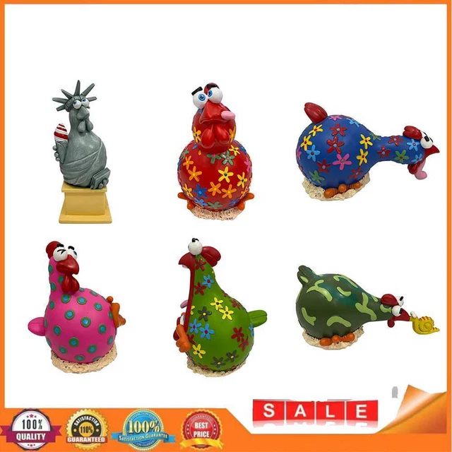 Resin Chicken Statue Desk Ornament Courtyard Fairy Garden Decoration Funny Cute