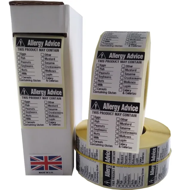 Food Allergy Labels,Food Labels,Food Allergy Stickers,1000 On A Roll 36mm x 36mm