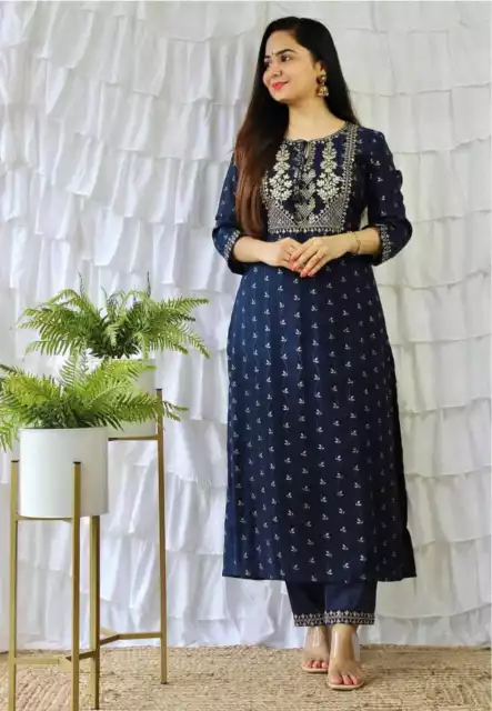 Palazzo Kurta Set For Women Designer Salwar Kameez Stitched Kurti Pent Combo New