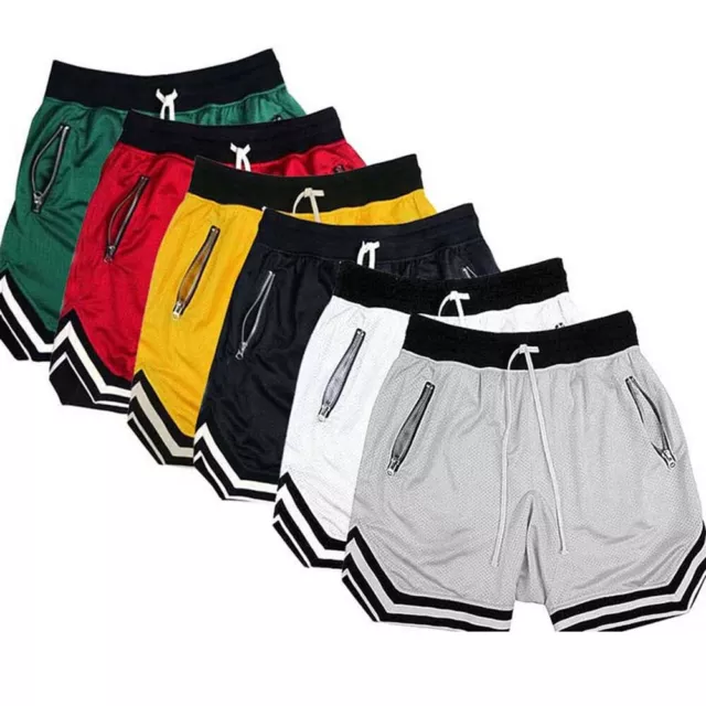 Pantalones Cortos De Baloncesto Para Hombre Con Bolsillos De Malla Atléticos <