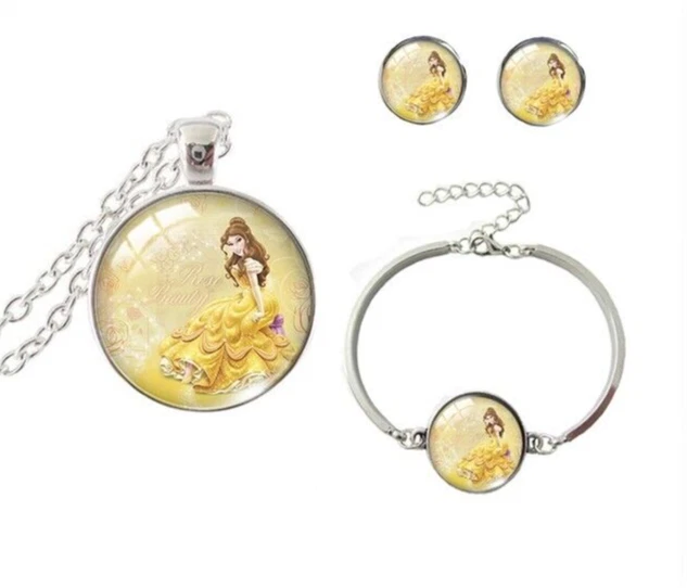 LISE - Parure di collana, bracciale e orecchini con fiori rosa in