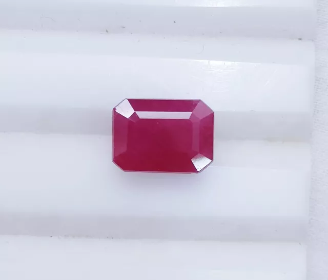 3.48 CRT Natural Ruby Octagon Purple Red Unheated IGITL Certified Loose Gemstone