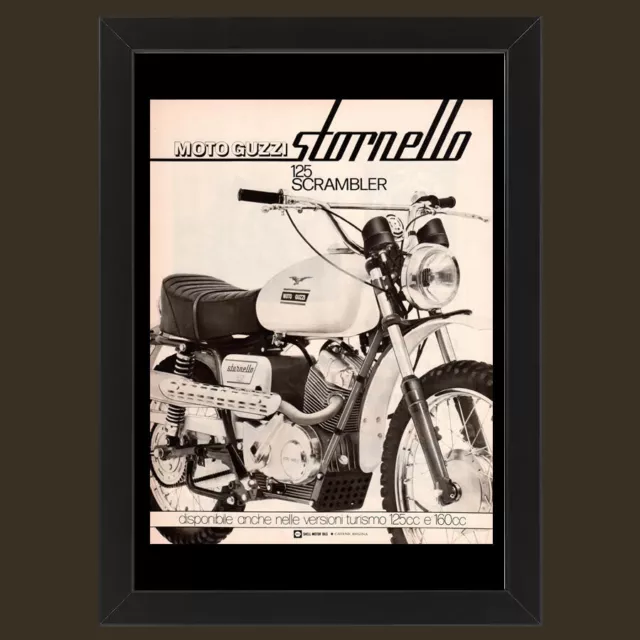 Anni ' 70  * Pubblicità Originale "Moto Guzzi, 125 Scrambler" Cornice