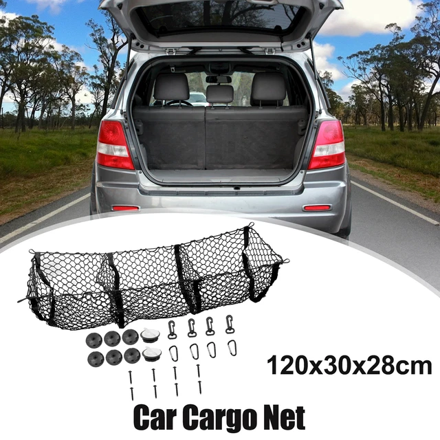 1 Set Car Mesh Cargo Net 4 x Hook 4 x Button Holes 4 x Screws 47.2"×12"×11"