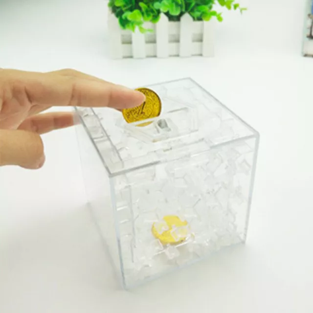 3D Cube Puzzle Money Maze Bank Saving Coin Collection Case Box Fun Brain Game