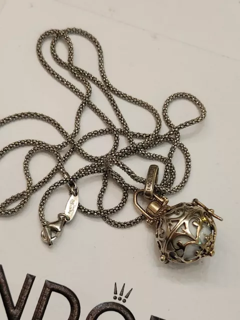 ORIG.✨️ENGELSRUFER✨️KÄFIG S KLANGKUGEL WEIß KETTE 925 LANG SCHMUCK KUGEL