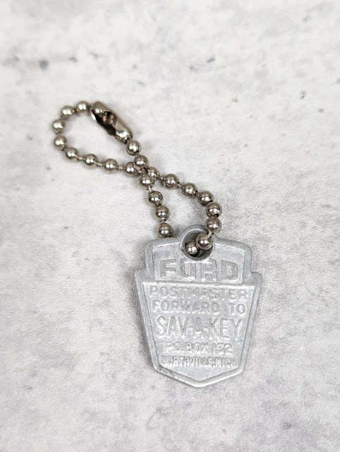 Vintage Ford 1960s SAV-A-KEY Fob Postmaster Return Tag Thunderbird Mustang