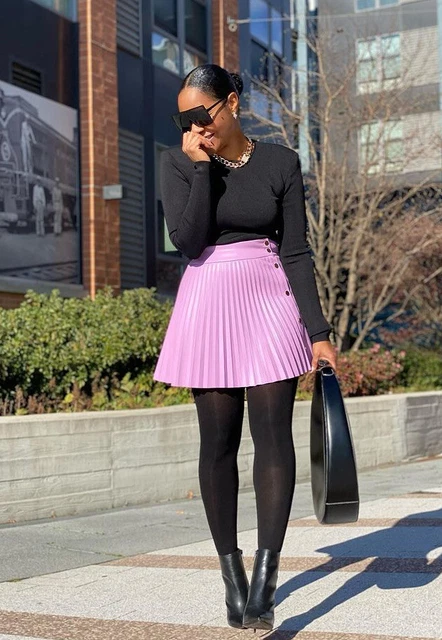 Pleated faux leather sales mini skirt zara