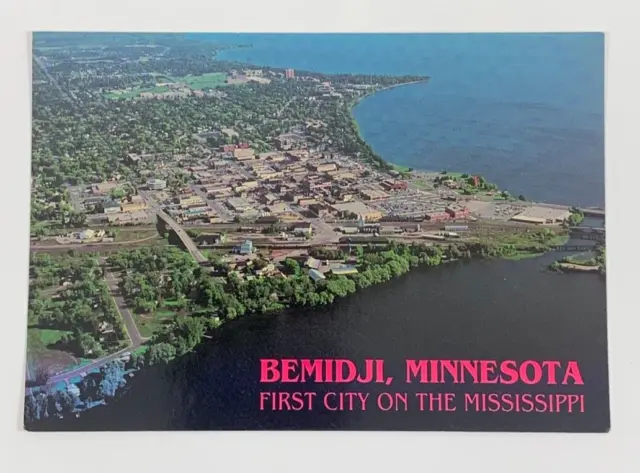 Aerial View Bemidji Minnesota First City on the Mississippi Postcard