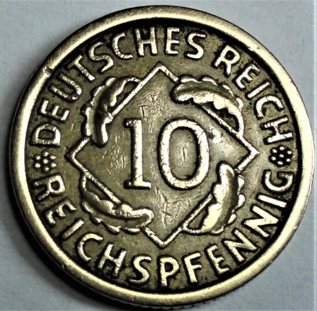 Weimarer Republik 10 Reichspfennig 1930 A  Korn-Ähren -  vz+ /-xf-plus