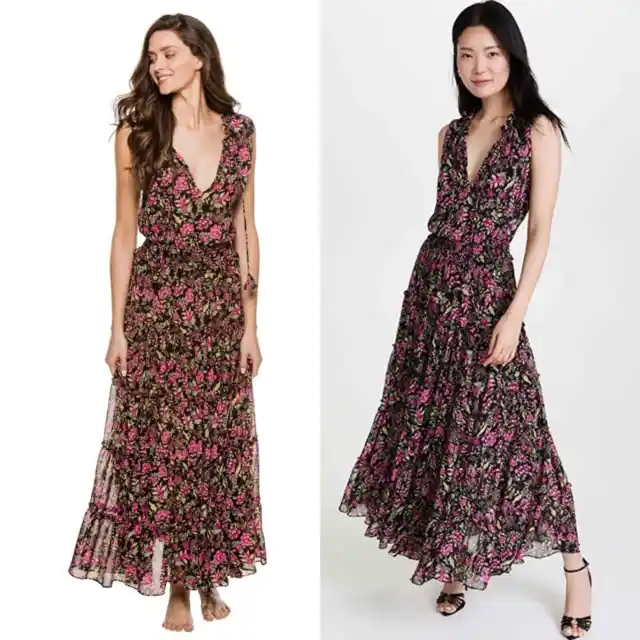 NWT Misa Los Angeles Hollen Maxi Dress in Flora Fuchsia