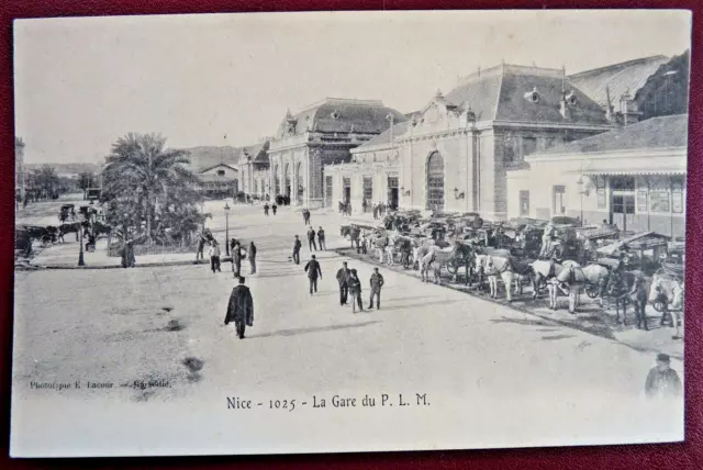 Cpa 06 - Alpes Maritimes - Nice La Gare Du P.l.m. Attelages, Chevaux Précurseur