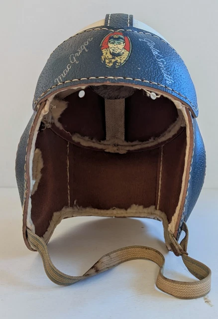 macgregor gold smith helmet Authentic H612 Leather Suspension Football Michigan W WESTBROOKSPORTSCARDS Fresh snow MacGregor Goldsmith Authentic Original Football