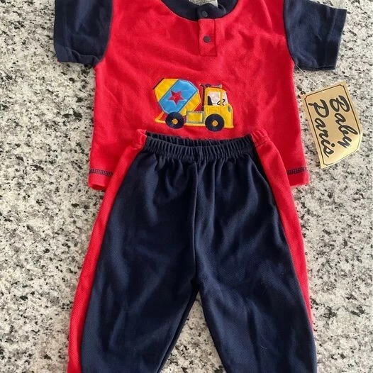 Baby Paris Toddler Boys 2 piece shirt pants outfit size 12 months New tags