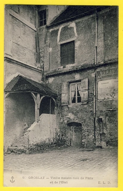 cpa 95 - GROSLAY en 1906 (Val d'Oise) Vieille MAISON Rue de PARIS Gilberte MAUGÉ