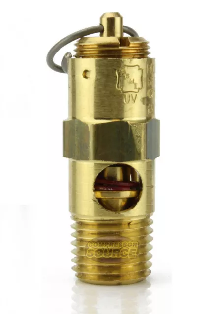 135 PSI Air Compressor Safety Relief Pop Off Valve Solid Brass 1/4" Male NPT USA