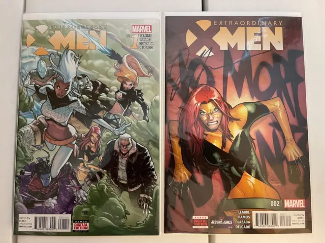 Extraordinary X-Men #1-2 (Marvel Comics, 2016) Signed by Jeff Lemire!