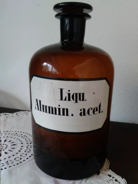 Apothekerflasche;Liqu. Alumin. acet;5 ltr.;braunglas;geschl. Stöpsel;Loft;Deco