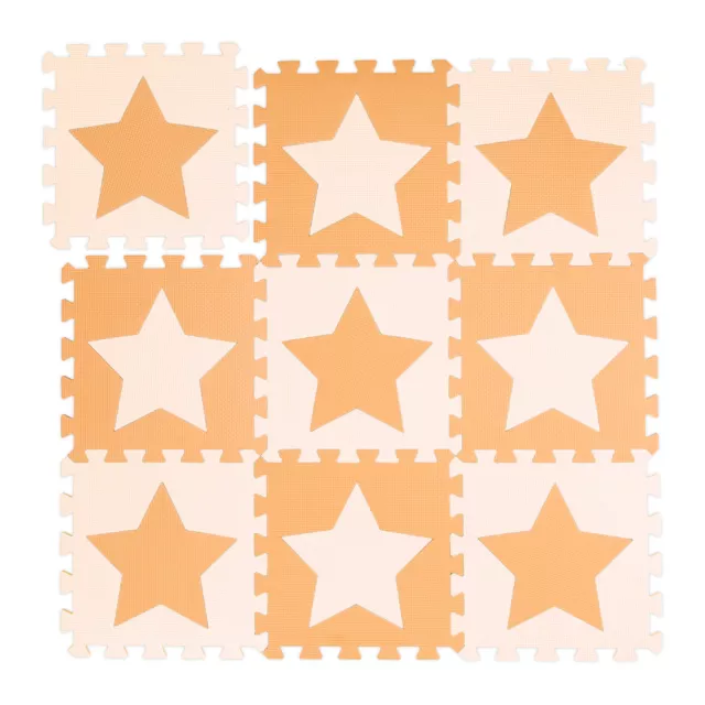 9 losas alfombra puzle bebé estrellas Colchoneta goma gateo beige/naranja