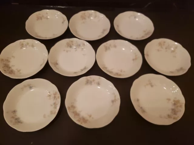 10 fruit dessert Bowls 5" blue flower Onondaga Pottery Company O P Co Syracuse