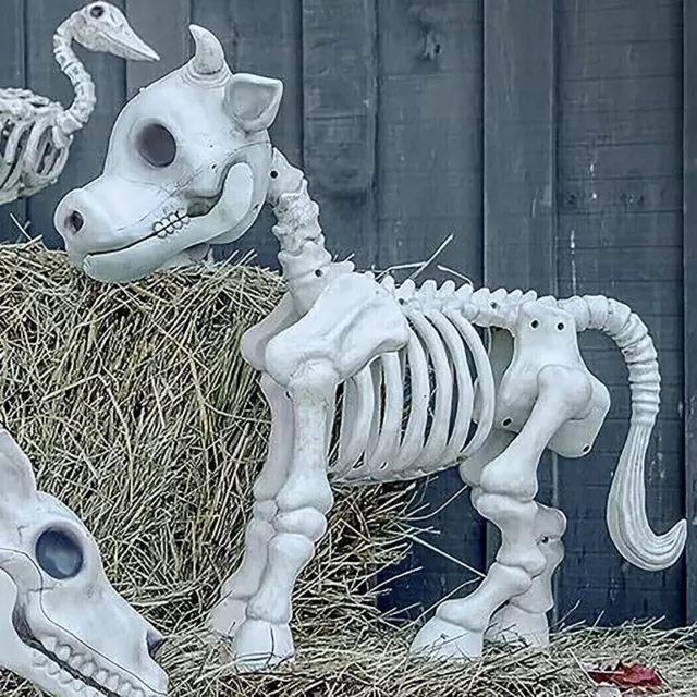 1pc Cow Skeleton Halloween Skeleton Dekorationen Realistische Skelettkuhstatue