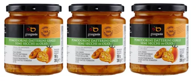 3x Grangusto Datterino in Olio Halbgetrocknete Gelbe Dattel-Tomaten in Öl,280g