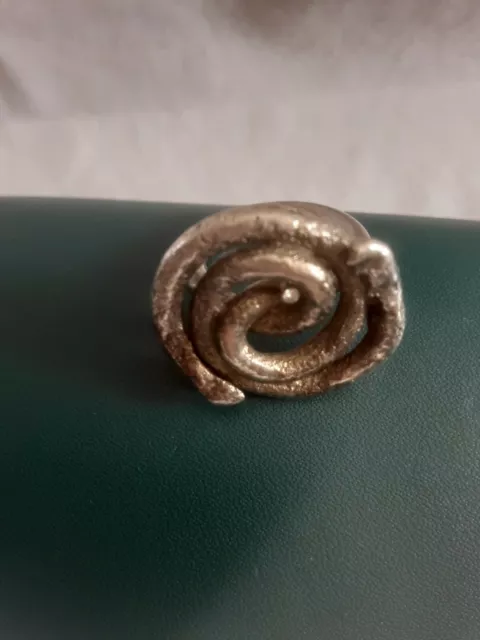 Modern cast Solid Silver swirl ring with small Diamond size K. 13.83g London
