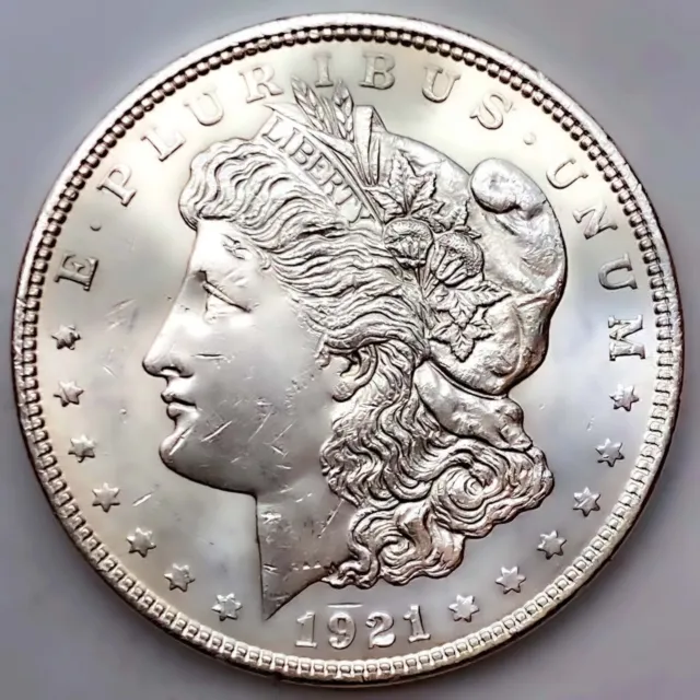 1921 Au/Unc Morgan Silver Dollar 90% $1 Coin Us #K705
