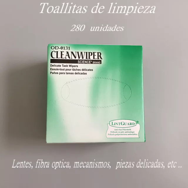 TOALLITAS para LIMPIEZA de LENTES, OBJETIVOS, CAMARAS, FIBRA ÓPTICA 280 unidades