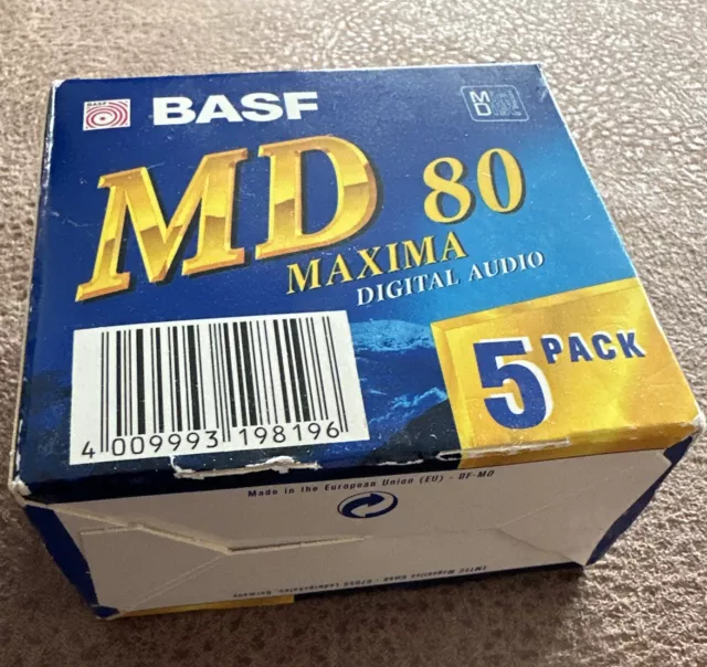 5× BASF/EMTEC MD MAXIMA 80 - 80 Min. Recordable Mini Disc - OVP Neu ! 5er Pack 3