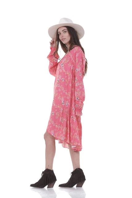 Robe Miss Coquine Rose Midi Taille Unique – Polyester Chic Et Confort