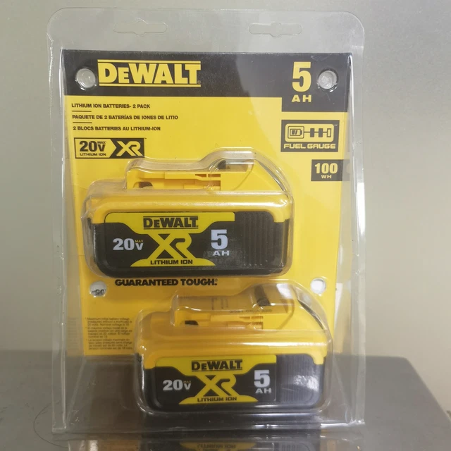 Dewalt 2 Pack DCB205 20 volt Lithium 5.0 amp battery DCB205-2 New nn