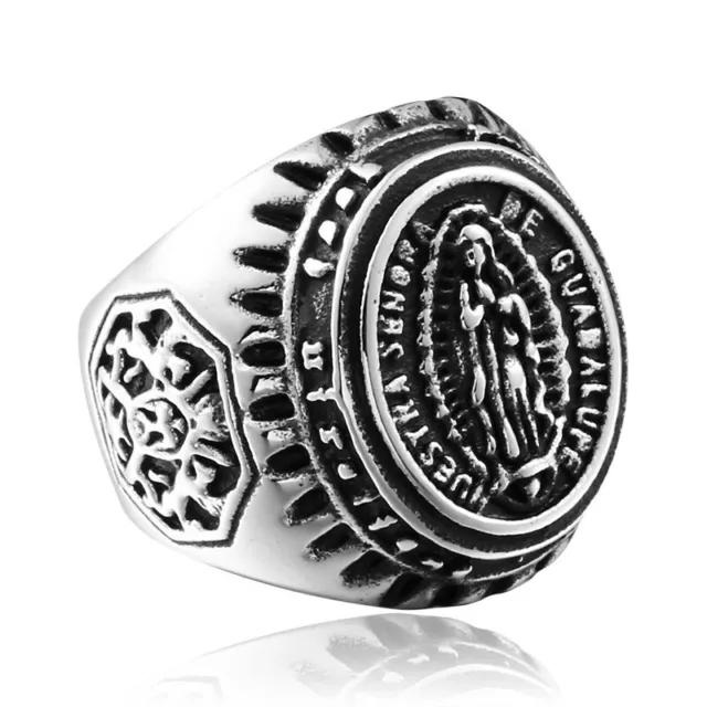 Nuestra Senora de Guadalupe Ring Stainless Steel Our Lady of Guadalupe Pray Ring