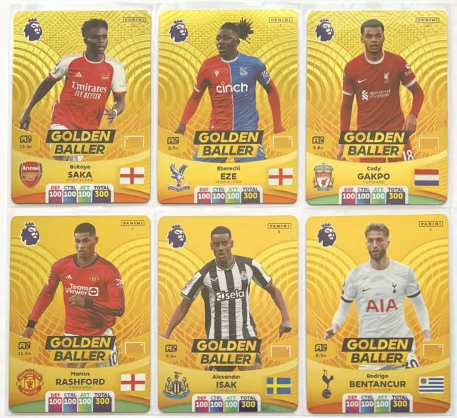 PANINI PREMIER LEAGUE Adrenalyn 2024 GOLDEN BALLERS MINT CONDITION 8