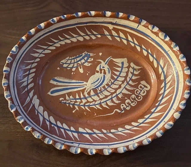 Mexican Folk Art Hand Painted Bowl By Agustina Martinez  Lacquerware Bowl Signed Agustina Martinez Ixtapa Zihuatanejo 12” main image 1
