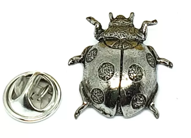 Ladybird Hand Cast Fine English Pewter Pin Badge Countryside (≈25mm)