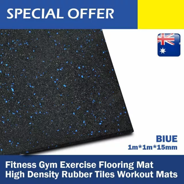 Rubber Gym Tile Flooring Mats High Density Black Blue Fleck Floor Mat 1m*1m*15mm 2