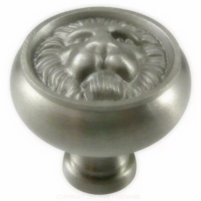 (10-Pack) Satin Nickel “Lion Face” Solid Brass Hickory F402 Cabinet Knobs Lot