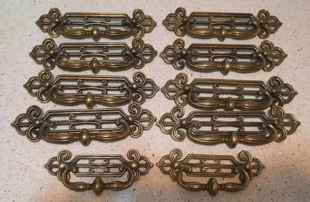 Asian Brass Brushed Gold Cabinet Pull Handle Hardware 7" Long, 5" centers Lot