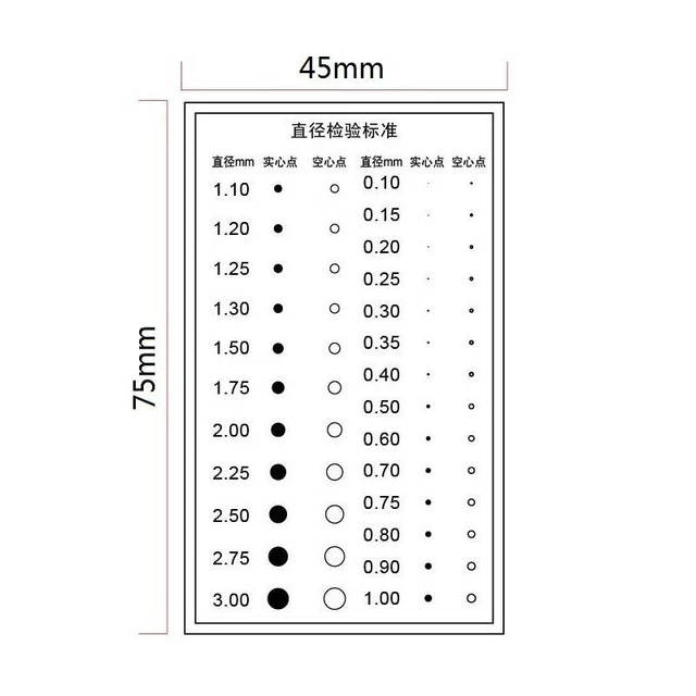 Diameter Dot 0.1mm to 3mm Inspection Standard Card Film Transparent Solid Point