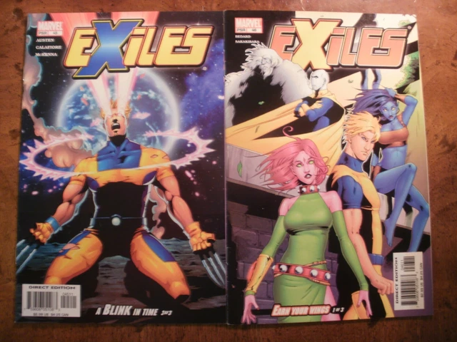 2 MARVEL Comic: EXILES #45 #46 (Vol 1) "A Blink in Time Pt 3""Earn Your Wings 1"