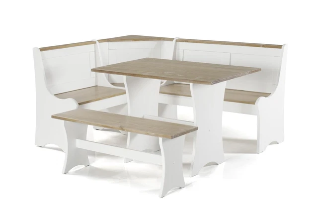 Linon Farmhouse Parkside Antique White Nook KNK156WHTABU