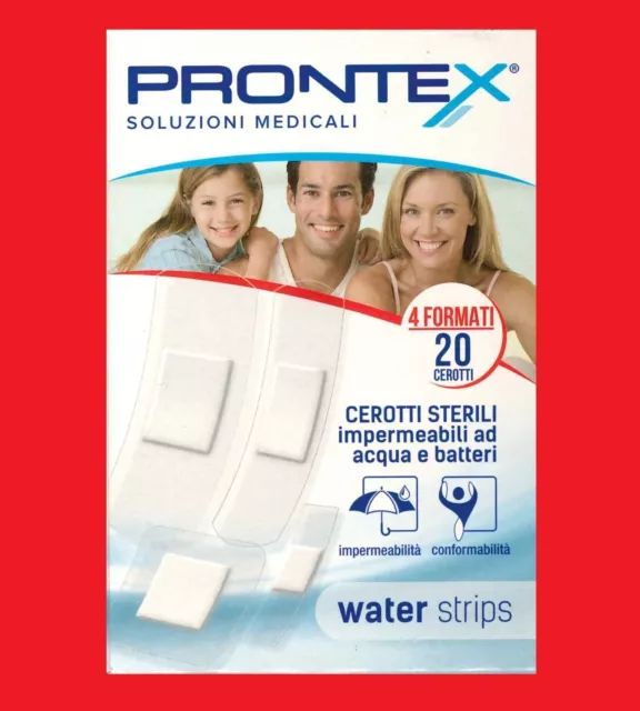 Prontex 20 cerotti 4 formati resistenti all' acqua trasparente misure assortite