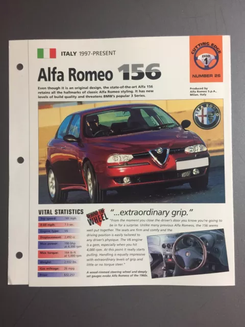 1997 Alfa Romeo 156 IMP "Hot Cars" Spec Sheet Folder Brochure #1-26