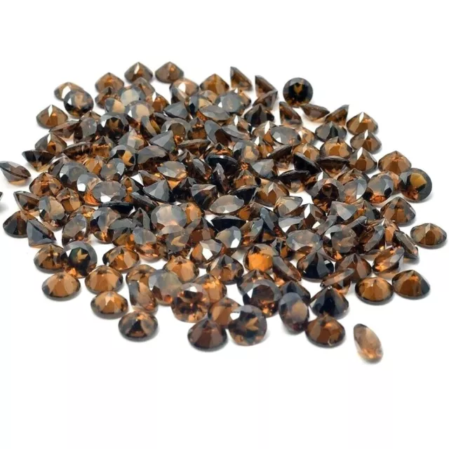 Wholesale Lot 3mm Round Faceted Natural Smoky Quartz Loose Calibrated Gemstone