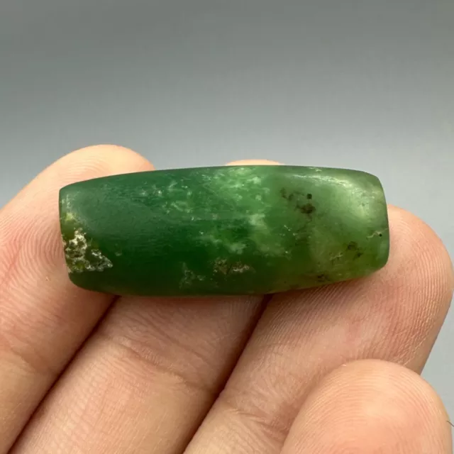Very beautiful rare Burmese genuine ancient jade cylinder bead